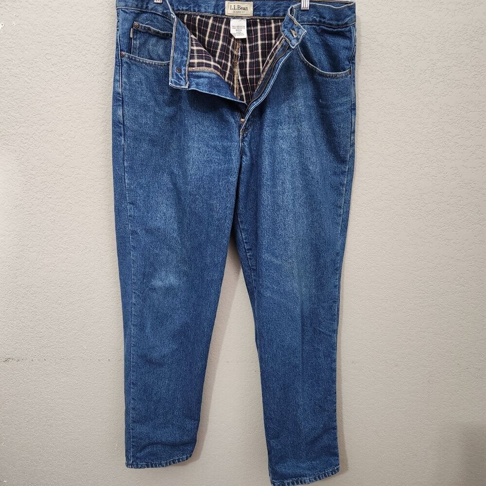 Vintage LL Bean Jeans Size 40 Plaid Flannel Lined Denim